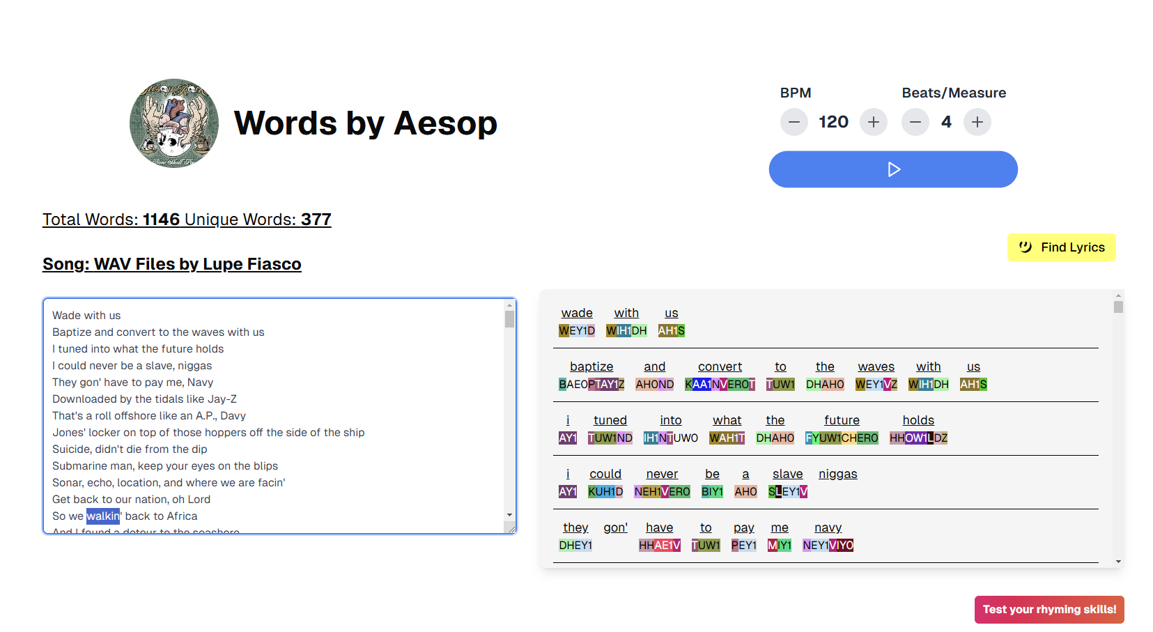 An image of the Words by Aesop project.